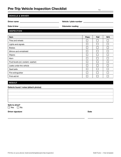 Printable pre-trip inspection PDF
